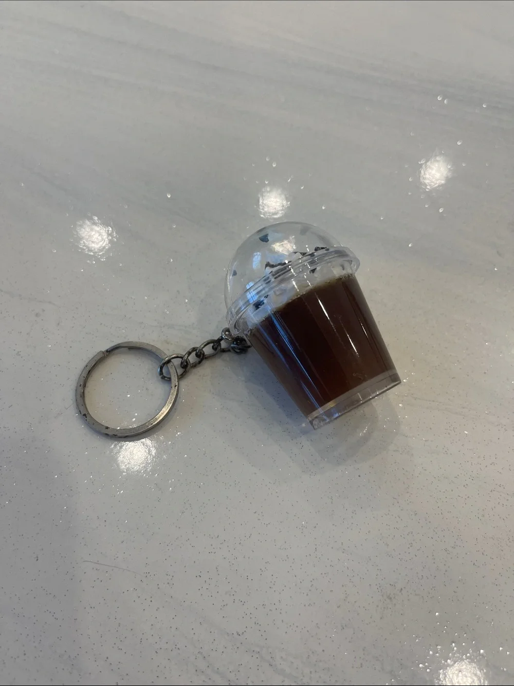 Starbucks Brown & Clear Mini Cup Keychain with Silver Ring READ